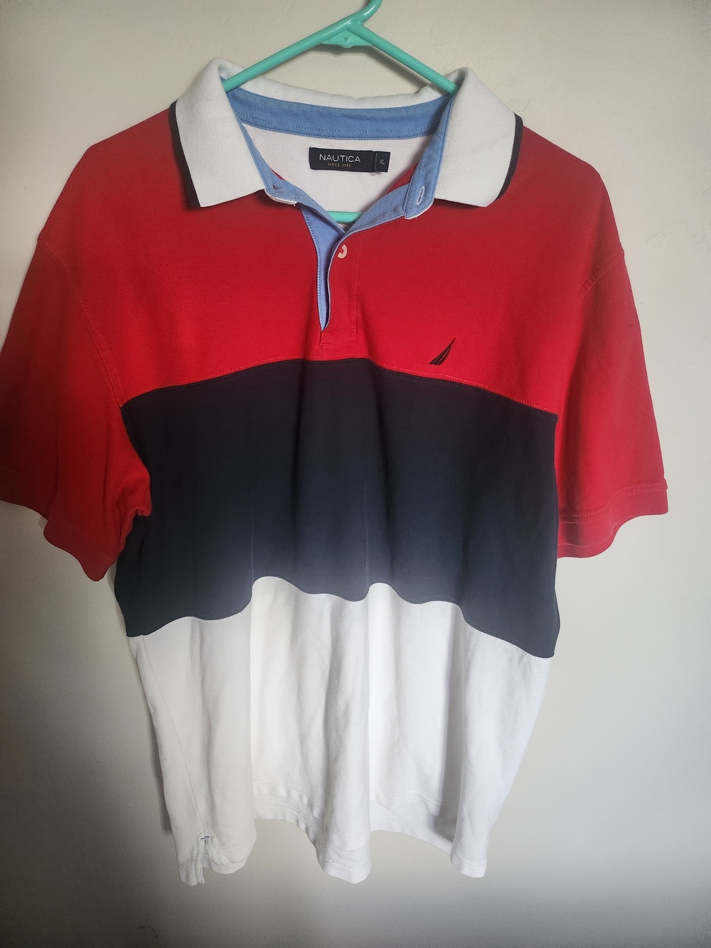 Nautica Men’s Red/Navy/White Colorblock Polo